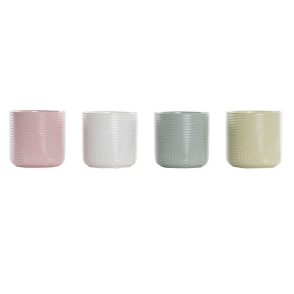 Urtepotte DKD Home Decor Pink Mint Hvid Gul Stentøj (13 x 13 x 13 cm) (4 enheder)