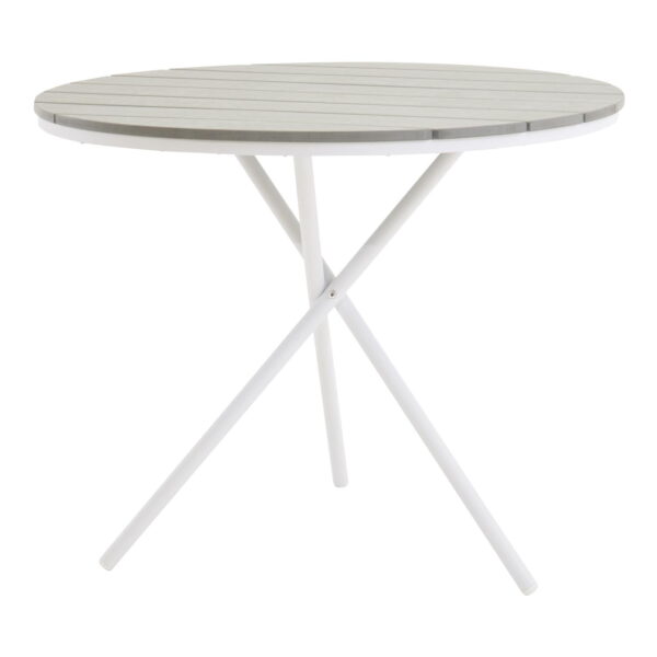 VENTURE DESIGN rund Parma udendørs cafébord - grå, hvid aluminium (Ø90)