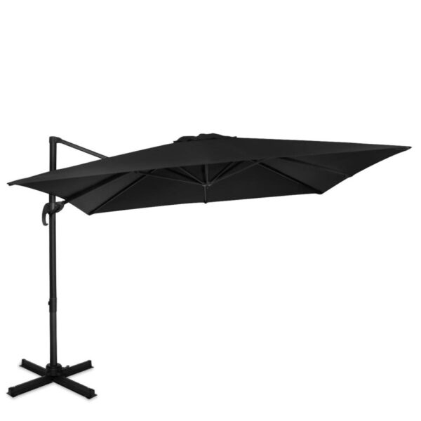 VONROC Parasol Pisogne 300x300cm - Kipbar parasol - 360°C drejelig - Justerbar hældningsvinkel - UV-bestandig - Antracit/sort - Inkl. Beskyttelsesover
