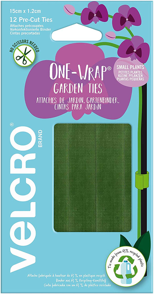 Velcro Recycled Plastic One-Wrap Plant Ties 12 x Ties (15cm x 1.2cm)