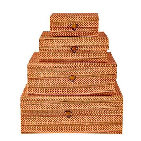 Villa Collection Opbevaringsboks 4 stk. Orange bambus*