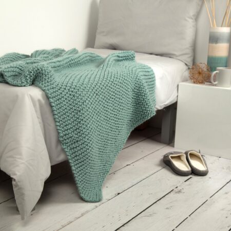 Wool Couture Nyssa Blanket Teal Knitting Kit Green