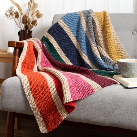 Wool Couture Rainbow Blanket Knitting Kit Orange/Blue/Yellow